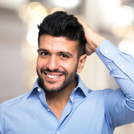 Young man with healthy full head of hair