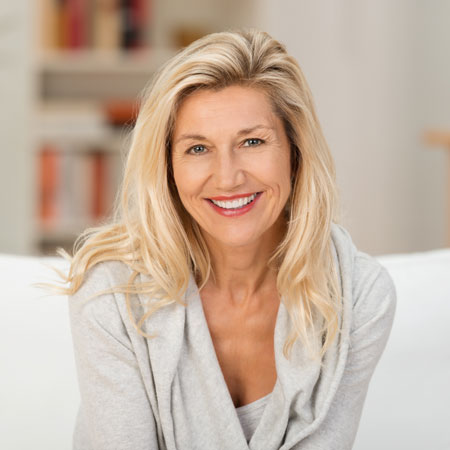 Middle aged woman with healthy hair